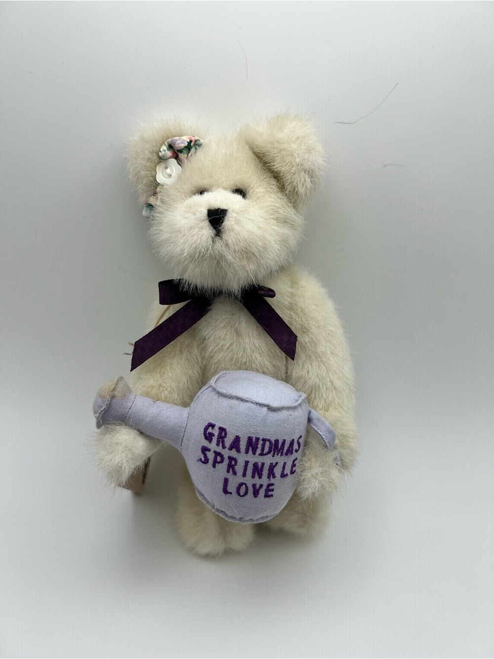 Boyds Bears Cream Plush “Grandmas Sprinkle Love” Lavender Watering Can Bear